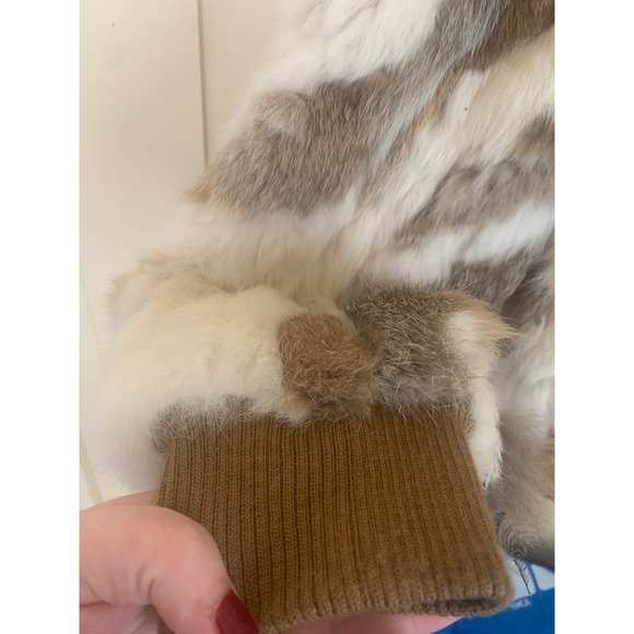 Wilsons Leather Maxima Rabbit Fur Jacket Brown Cream Women's Medium mobwife - Picture 3 of 5